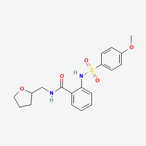 molecular formula C19H22N2O5S B4815552 2-{[(4-methoxyphenyl)sulfonyl]amino}-N-(tetrahydro-2-furanylmethyl)benzamide 