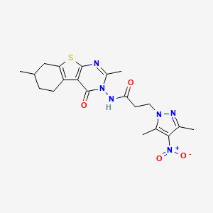 3-(3,5-dimethyl-4-nitro-1H-pyrazol-1-yl)-N-(2,7-dimethyl-4-oxo-5,6,7,8-tetrahydro[1]benzothieno[2,3-d]pyrimidin-3(4H)-yl)propanamide