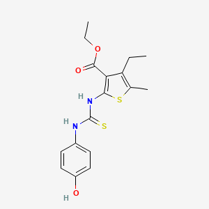 molecular formula C17H20N2O3S2 B4815599 ethyl 4-ethyl-2-({[(4-hydroxyphenyl)amino]carbonothioyl}amino)-5-methyl-3-thiophenecarboxylate 