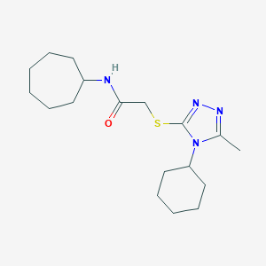 molecular formula C18H30N4OS B481575 N-cycloheptyl-2-[(4-cyclohexyl-5-methyl-4H-1,2,4-triazol-3-yl)sulfanyl]acetamide CAS No. 791805-54-4