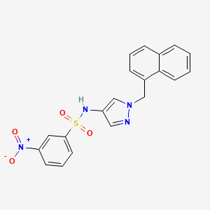 molecular formula C20H16N4O4S B4815782 N-{1-[(NAPHTHALEN-1-YL)METHYL]-1H-PYRAZOL-4-YL}-3-NITROBENZENE-1-SULFONAMIDE 