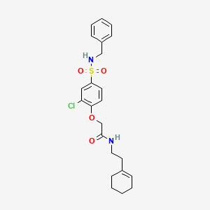 molecular formula C23H27ClN2O4S B4815786 2-[4-(benzylsulfamoyl)-2-chlorophenoxy]-N-[2-(cyclohexen-1-yl)ethyl]acetamide 