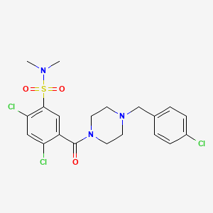 molecular formula C20H22Cl3N3O3S B4815792 2,4-DICHLORO-5-{[4-(4-CHLOROBENZYL)PIPERAZINO]CARBONYL}-N,N-DIMETHYL-1-BENZENESULFONAMIDE 