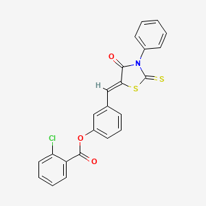 [3-[(Z)-(4-oxo-3-phenyl-2-sulfanylidene-1,3-thiazolidin-5-ylidene)methyl]phenyl] 2-chlorobenzoate