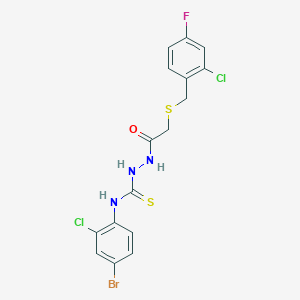 molecular formula C16H13BrCl2FN3OS2 B4815889 N-(4-bromo-2-chlorophenyl)-2-{[(2-chloro-4-fluorobenzyl)thio]acetyl}hydrazinecarbothioamide 