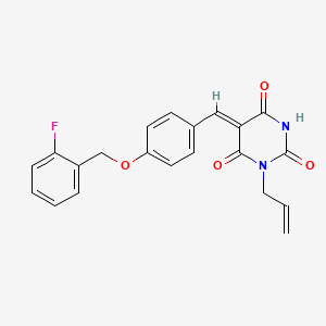 (5Z)-5-({4-[(2-FLUOROPHENYL)METHOXY]PHENYL}METHYLIDENE)-1-(PROP-2-EN-1-YL)-1,3-DIAZINANE-2,4,6-TRIONE