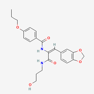 (2E)-3-(2H-1,3-Benzodioxol-5-YL)-N-(3-hydroxypropyl)-2-[(4-propoxyphenyl)formamido]prop-2-enamide