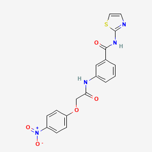 molecular formula C18H14N4O5S B4816003 3-{[(4-nitrophenoxy)acetyl]amino}-N-1,3-thiazol-2-ylbenzamide 