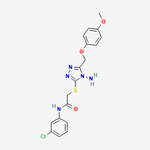 molecular formula C18H18ClN5O3S B4816021 2-({4-amino-5-[(4-methoxyphenoxy)methyl]-4H-1,2,4-triazol-3-yl}thio)-N-(3-chlorophenyl)acetamide 