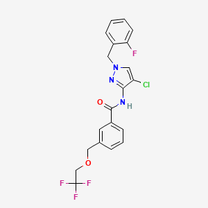 molecular formula C20H16ClF4N3O2 B4816055 N-[4-chloro-1-(2-fluorobenzyl)-1H-pyrazol-3-yl]-3-[(2,2,2-trifluoroethoxy)methyl]benzamide 