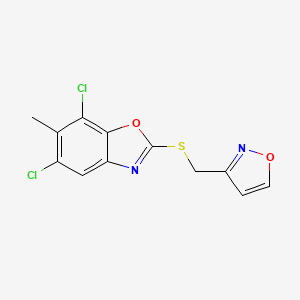 molecular formula C12H8Cl2N2O2S B4816172 5,7-Dichloro-2-(isoxazol-3-ylmethylthio)-6-methylbenzoxazole 