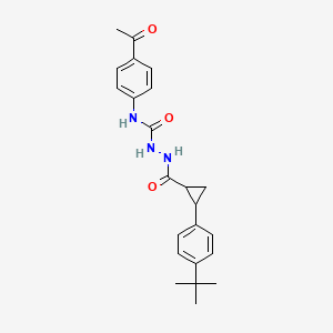 molecular formula C23H27N3O3 B4816272 N-(4-acetylphenyl)-2-{[2-(4-tert-butylphenyl)cyclopropyl]carbonyl}hydrazinecarboxamide 