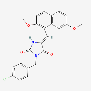 molecular formula C23H19ClN2O4 B4816289 3-(4-chlorobenzyl)-5-[(2,7-dimethoxy-1-naphthyl)methylene]-2,4-imidazolidinedione 