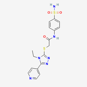 molecular formula C17H18N6O3S2 B4816334 N-[4-(aminosulfonyl)phenyl]-2-{[4-ethyl-5-(4-pyridinyl)-4H-1,2,4-triazol-3-yl]thio}acetamide CAS No. 578755-91-6