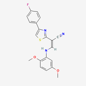 molecular formula C20H16FN3O2S B4816515 3-[(2,5-dimethoxyphenyl)amino]-2-[4-(4-fluorophenyl)-1,3-thiazol-2-yl]acrylonitrile 