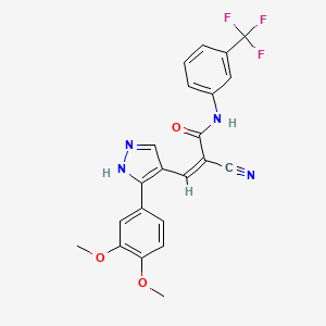 molecular formula C22H17F3N4O3 B4816558 2-cyano-3-[3-(3,4-dimethoxyphenyl)-1H-pyrazol-4-yl]-N-[3-(trifluoromethyl)phenyl]acrylamide 