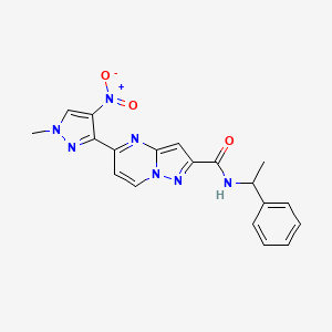 5-(1-methyl-4-nitro-1H-pyrazol-3-yl)-N-(1-phenylethyl)pyrazolo[1,5-a]pyrimidine-2-carboxamide