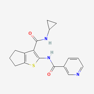 molecular formula C17H17N3O2S B4816688 N-{3-[(cyclopropylamino)carbonyl]-5,6-dihydro-4H-cyclopenta[b]thien-2-yl}nicotinamide 