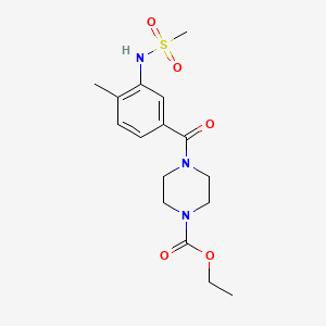 molecular formula C16H23N3O5S B4816689 ethyl 4-{4-methyl-3-[(methylsulfonyl)amino]benzoyl}-1-piperazinecarboxylate 