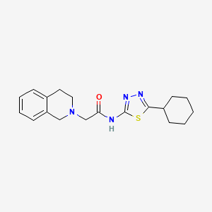 molecular formula C19H24N4OS B4816761 N-(5-cyclohexyl-1,3,4-thiadiazol-2-yl)-2-(3,4-dihydro-2(1H)-isoquinolinyl)acetamide 