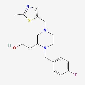 molecular formula C18H24FN3OS B4816894 2-{1-(4-fluorobenzyl)-4-[(2-methyl-1,3-thiazol-5-yl)methyl]-2-piperazinyl}ethanol 