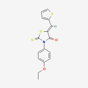 molecular formula C16H13NO2S3 B4816933 3-(4-ethoxyphenyl)-5-(2-thienylmethylene)-2-thioxo-1,3-thiazolidin-4-one 