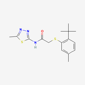 molecular formula C16H21N3OS2 B4816948 2-[(2-tert-butyl-5-methylphenyl)thio]-N-(5-methyl-1,3,4-thiadiazol-2-yl)acetamide 