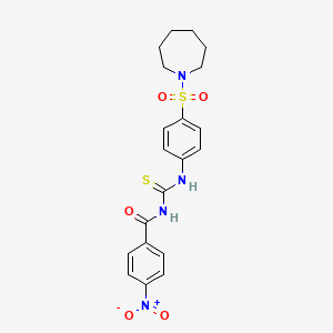 molecular formula C20H22N4O5S2 B4817057 N-({[4-(1-azepanylsulfonyl)phenyl]amino}carbonothioyl)-4-nitrobenzamide 