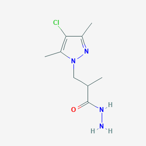 molecular formula C9H15ClN4O B4817071 3-(4-chloro-3,5-dimethyl-1H-pyrazol-1-yl)-2-methylpropanohydrazide 