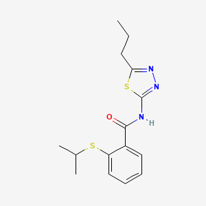 molecular formula C15H19N3OS2 B4817096 2-(isopropylthio)-N-(5-propyl-1,3,4-thiadiazol-2-yl)benzamide 