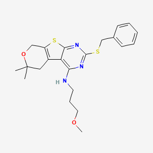 2-(benzylthio)-N-(3-methoxypropyl)-6,6-dimethyl-5,8-dihydro-6H-pyrano[4',3':4,5]thieno[2,3-d]pyrimidin-4-amine