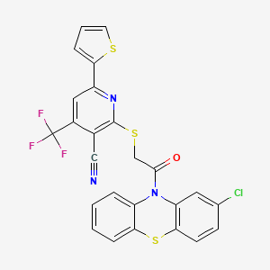 2-{[2-(2-chloro-10H-phenothiazin-10-yl)-2-oxoethyl]sulfanyl}-6-(thiophen-2-yl)-4-(trifluoromethyl)pyridine-3-carbonitrile