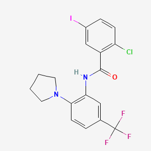 molecular formula C18H15ClF3IN2O B4817243 2-chloro-5-iodo-N-[2-(1-pyrrolidinyl)-5-(trifluoromethyl)phenyl]benzamide 