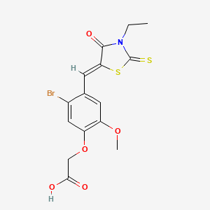 molecular formula C15H14BrNO5S2 B4817347 {5-bromo-4-[(3-ethyl-4-oxo-2-thioxo-1,3-thiazolidin-5-ylidene)methyl]-2-methoxyphenoxy}acetic acid 