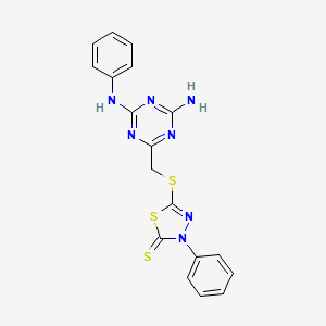 molecular formula C18H15N7S3 B4817433 5-({[4-amino-6-(phenylamino)-1,3,5-triazin-2-yl]methyl}sulfanyl)-3-phenyl-1,3,4-thiadiazole-2(3H)-thione 