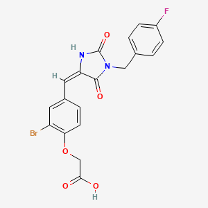 molecular formula C19H14BrFN2O5 B4817435 (2-bromo-4-{[1-(4-fluorobenzyl)-2,5-dioxo-4-imidazolidinylidene]methyl}phenoxy)acetic acid 