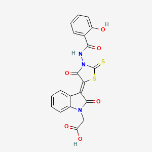 (3-{3-[(2-hydroxybenzoyl)amino]-4-oxo-2-thioxo-1,3-thiazolidin-5-ylidene}-2-oxo-2,3-dihydro-1H-indol-1-yl)acetic acid