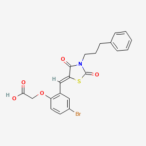 (4-bromo-2-{[2,4-dioxo-3-(3-phenylpropyl)-1,3-thiazolidin-5-ylidene]methyl}phenoxy)acetic acid