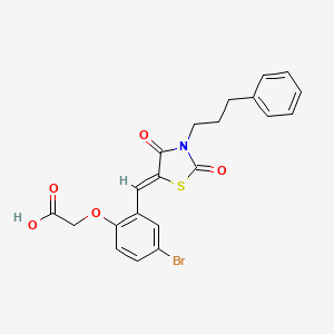 molecular formula C21H18BrNO5S B4817621 (4-bromo-2-{[2,4-dioxo-3-(3-phenylpropyl)-1,3-thiazolidin-5-ylidene]methyl}phenoxy)acetic acid 