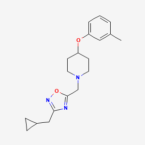 molecular formula C19H25N3O2 B4817622 1-{[3-(cyclopropylmethyl)-1,2,4-oxadiazol-5-yl]methyl}-4-(3-methylphenoxy)piperidine 