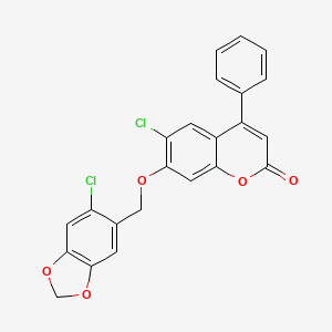 molecular formula C23H14Cl2O5 B4817634 6-chloro-7-[(6-chloro-1,3-benzodioxol-5-yl)methoxy]-4-phenyl-2H-chromen-2-one 