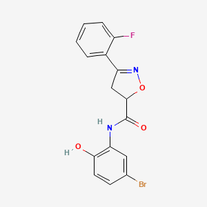 molecular formula C16H12BrFN2O3 B4817655 N-(5-bromo-2-hydroxyphenyl)-3-(2-fluorophenyl)-4,5-dihydro-5-isoxazolecarboxamide 