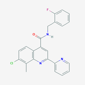 molecular formula C23H17ClFN3O B4817670 7-chloro-N-(2-fluorobenzyl)-8-methyl-2-(2-pyridinyl)-4-quinolinecarboxamide 