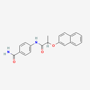 molecular formula C20H18N2O3 B4817680 4-{[2-(2-naphthyloxy)propanoyl]amino}benzamide 