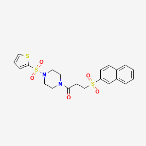 molecular formula C21H22N2O5S3 B4817729 1-[3-(2-naphthylsulfonyl)propanoyl]-4-(2-thienylsulfonyl)piperazine 