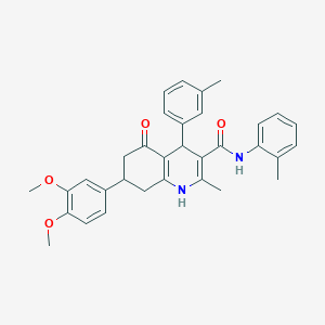 7-(3,4-dimethoxyphenyl)-2-methyl-N-(2-methylphenyl)-4-(3-methylphenyl)-5-oxo-1,4,5,6,7,8-hexahydro-3-quinolinecarboxamide