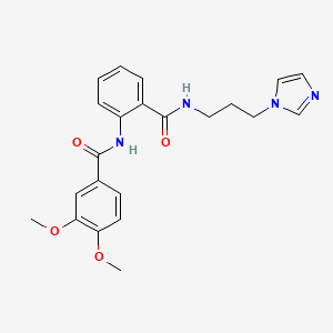 molecular formula C22H24N4O4 B4817801 N-[2-({[3-(1H-imidazol-1-yl)propyl]amino}carbonyl)phenyl]-3,4-dimethoxybenzamide 