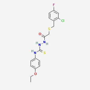 molecular formula C18H19ClFN3O2S2 B4817846 2-{[(2-chloro-4-fluorobenzyl)thio]acetyl}-N-(4-ethoxyphenyl)hydrazinecarbothioamide 
