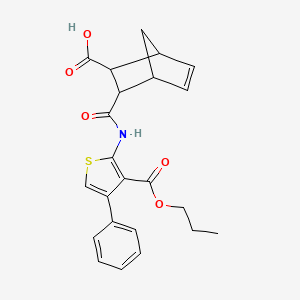molecular formula C23H23NO5S B4817927 3-({[4-phenyl-3-(propoxycarbonyl)-2-thienyl]amino}carbonyl)bicyclo[2.2.1]hept-5-ene-2-carboxylic acid 