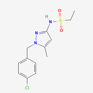 molecular formula C13H16ClN3O2S B4817948 N-[1-(4-chlorobenzyl)-5-methyl-1H-pyrazol-3-yl]ethanesulfonamide 
